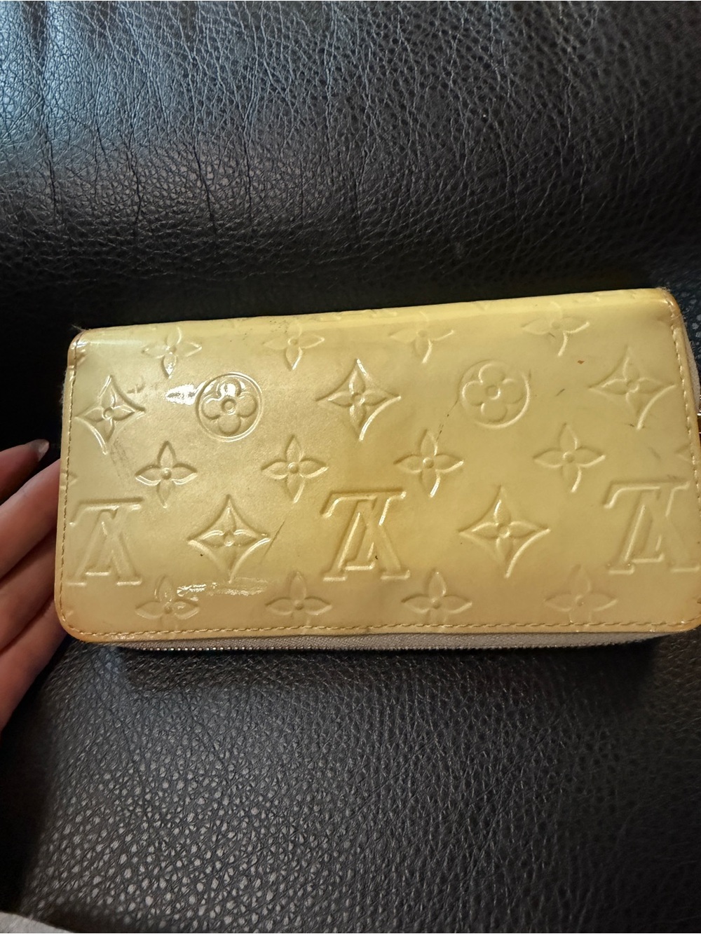 Louis Vuitton Patent Vernis Lemon Yellow Long Wallet